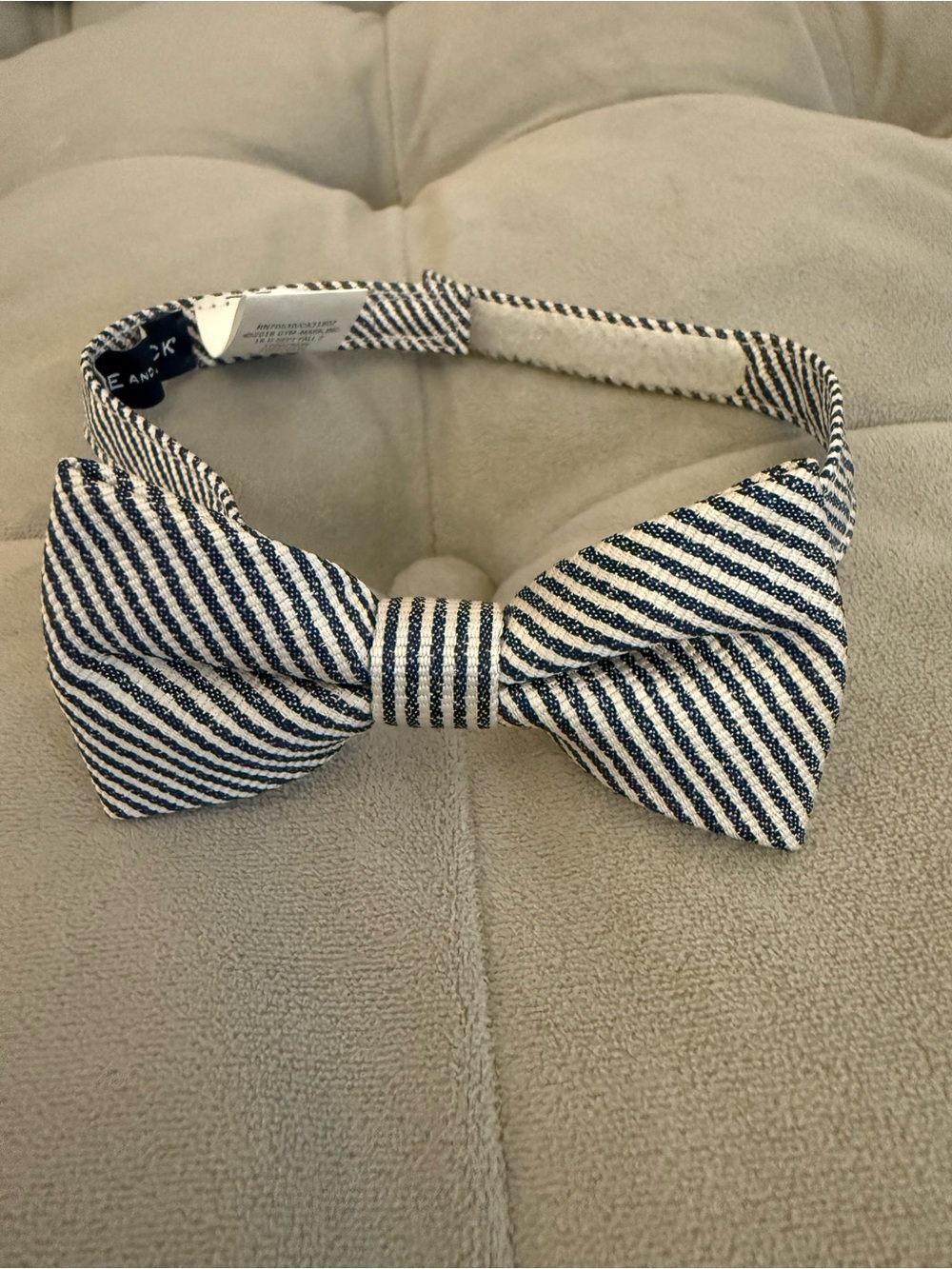 Striped Navy and White Bow Tie